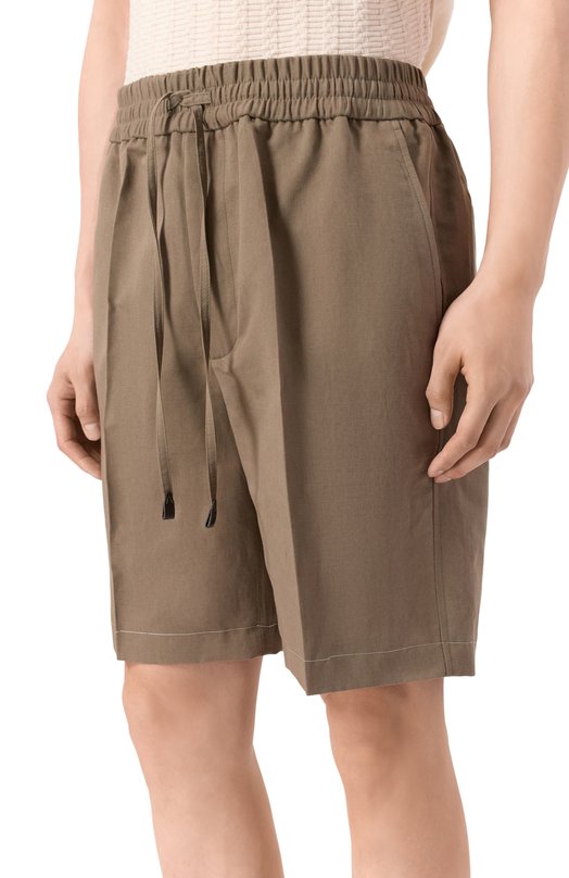 Шорты изо льна и хлопка Brioni RP3G0L/PA106 Бежевый  RP3G0L/PA106 Фото 3