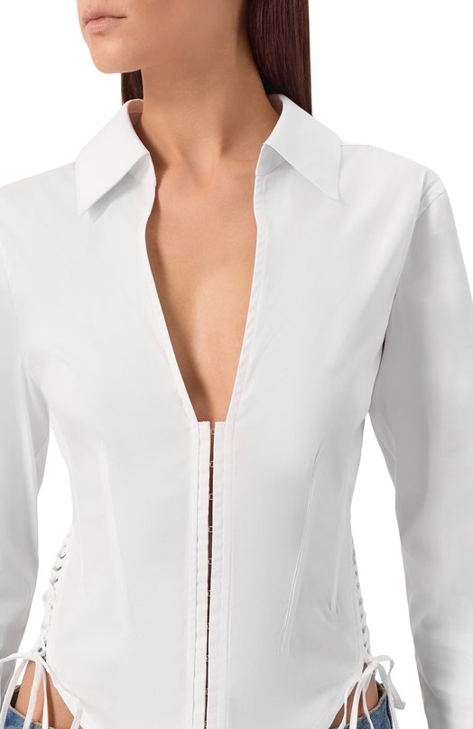Хлопковая блузка Mugler 25F1T007642010 Белый  25F1T007642010 Фото 5