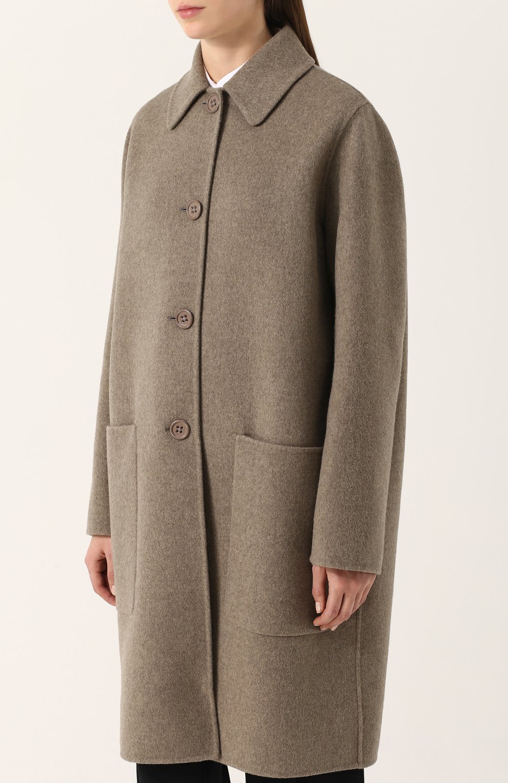 Кашемировое пальто прямого кроя с накладными карманами BOTTEGA VENETA, арт. 498952/VD0D0, фото 3