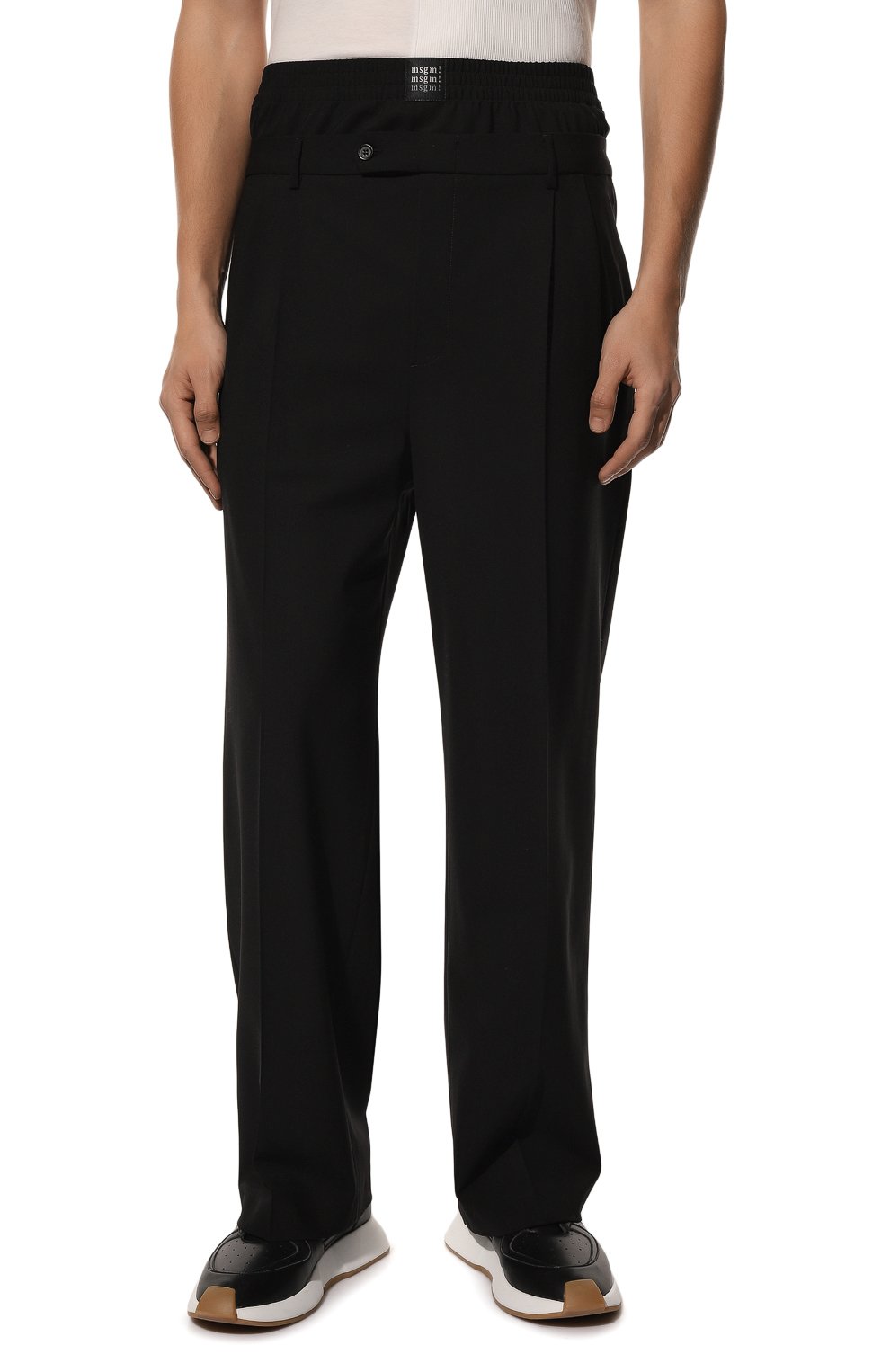 Шерстяные брюки MSGM черного цвета по цене 47500 руб., арт. 3440MP06 237200, фото 3 Шерстяные брюки MSGM, арт. 3440MP06 237200, фото 3