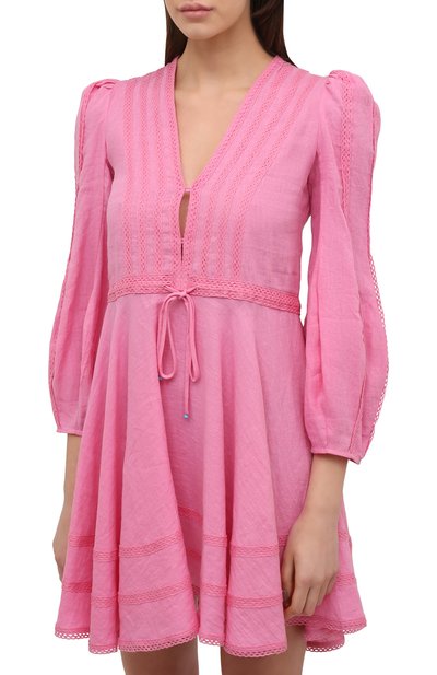 Льняное платье A MERE CO розового цвета по цене 53050 руб., арт. AMC-RSS22-001PP, фото 3 Льняное платье A MERE CO, арт. AMC-RSS22-001PP, фото 3