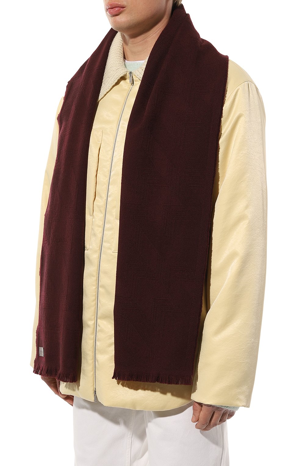 Шерстяной шарф CANALI бордового цвета по цене 18450 руб., арт. 06/TF00269, фото 3 Шерстяной шарф CANALI, арт. 06/TF00269, фото 3