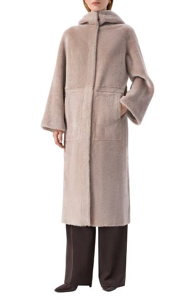 Двусторонняя дубленка из овчины SIMONETTA RAVIZZA светло-бежевого цвета по цене 517000 руб., арт. F05C0170H21, фото 3 Двусторонняя дубленка из овчины SIMONETTA RAVIZZA, арт. F05C0170H21, фото 3