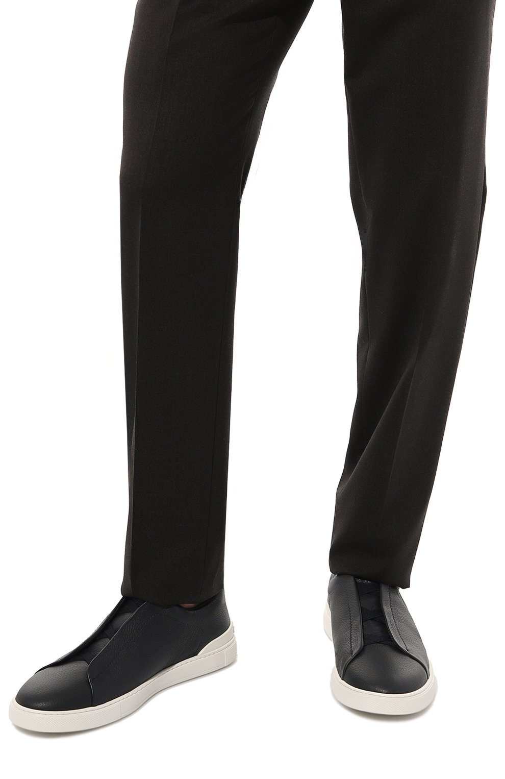 Кожаные кеды triple stitch ZEGNA темно-синего цвета по цене 83150 руб., арт. LHCV0/S4667Z, фото 3 Кожаные кеды triple stitch ZEGNA, арт. LHCV0/S4667Z, фото 3