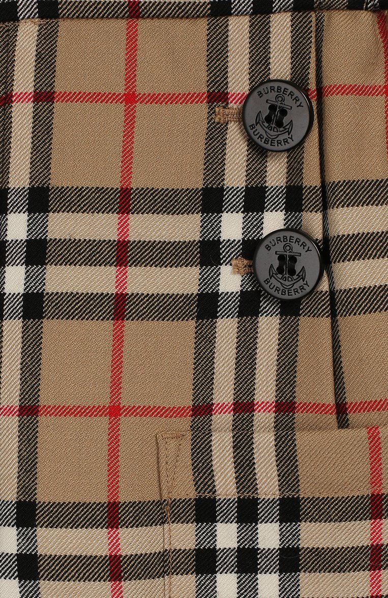 Детские шерстяные брюки BURBERRY бежевого цвета, арт. 8015464 | Фото 3 (Статус проверки: Проверена категория; Материал внешний: Шерсть; Материал подклада: Купро; Девочки Кросс-КТ: Брюки-одежда; Случай: Повседневный; Нос: Не проставлено; Ростовка одежда: 10 - 11 лет | 140 - 146см, 13 - 15 лет | 158 см, 16 лет | 164 см, 3 года | 98 см, 4 года | 104 см, 6 лет | 116 см, 8 лет | 128 см)