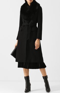 Кашемировое пальто с поясом и меховым воротником ROBERTO CAVALLI, арт. HQQ507/WH020, фото 1