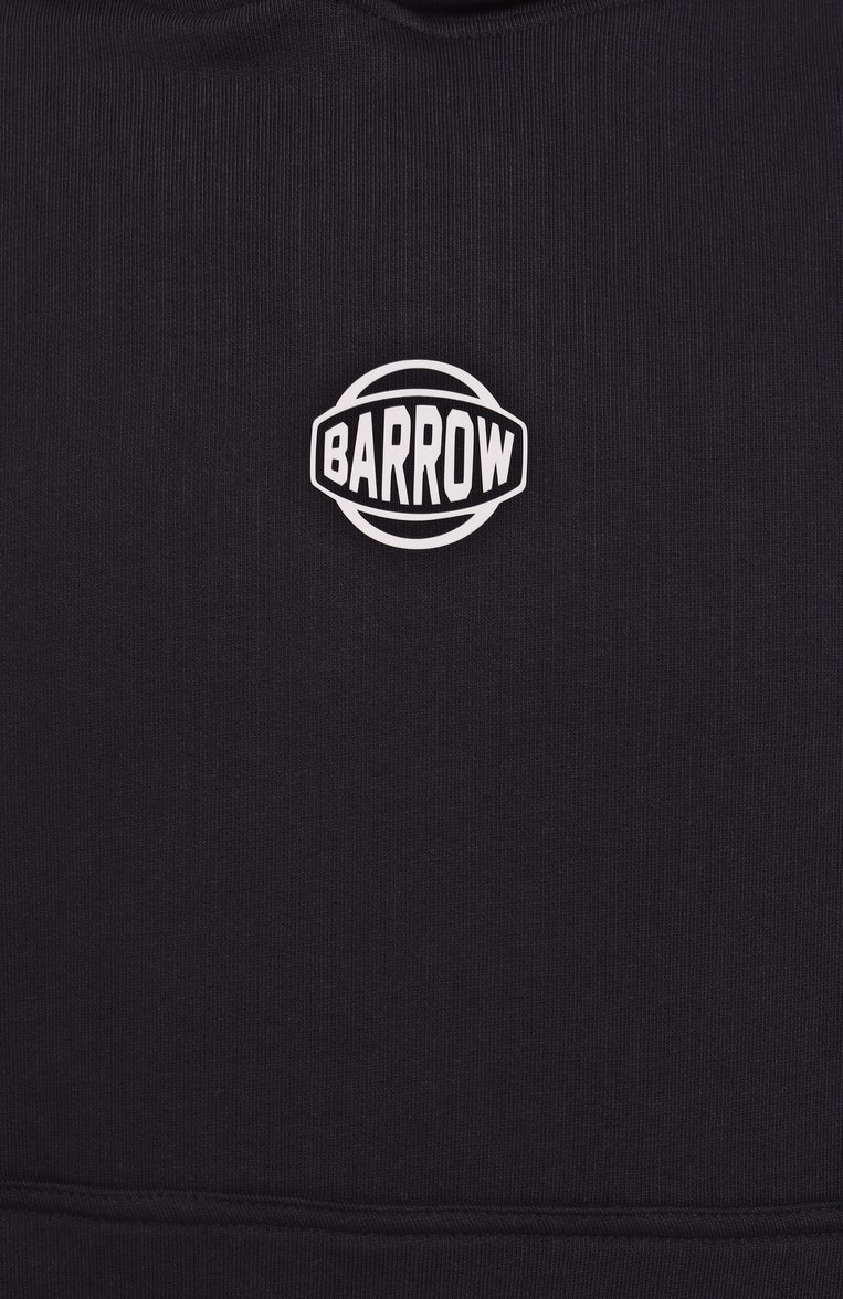 Мужской хлопковое худи BARROW черного цвета, арт. S5BWMAHS158 | Фото 6 (Материал внешний: Хлопок; Длина (для топов): Стандартные; Рукава: Длинные; Мужское Кросс-КТ: Худи-одежда; Принт: С принтом; Стили: Спорт-шик; Автоматизация состава: Проставлено; Автоматизация ТО: Проставлено; Детали: Без декора)