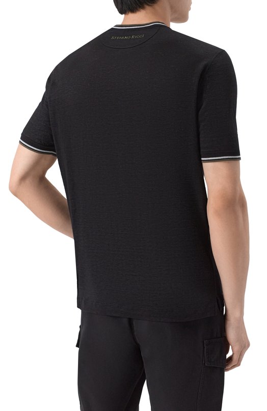Льняная футболка Stefano Ricci K919070G10/T26104 Чёрный  K919070G10/T26104 Фото 4