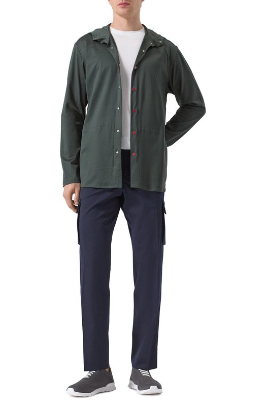 Хлопковая рубашка Kiton UMCPETEH0923414_ Зелёный  UMCPETEH0923414_ Фото 2