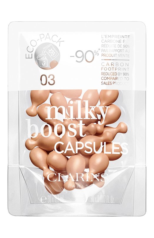 фото Тональный флюид для лица в капсулах milky boost capsules рефил, оттенок 03 (30x0,2ml) clarins