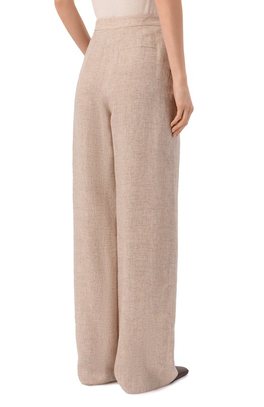 Льняные брюки Emporio Armani EW003973/TE10381 Бежевый  EW003973/TE10381 Фото 4