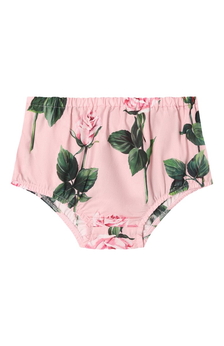 Женский комплект из платья и шорт DOLCE & GABBANA светло-розового цвета, арт. L24DF4/HS5S8 | Фото 4 (Нос: Не проставлено; Материал сплава: Проставлено; Материал внешний: Хлопок; Ростовка одежда: 6 мес | 68 см, 18 мес | 86 см, 12 мес | 80 см, 24 мес | 92 см, 9 мес | 74 см)