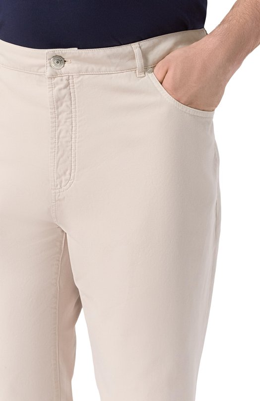 Хлопковые брюки Brunello Cucinelli M252DF101W Бежевый  M252DF101W Фото 5