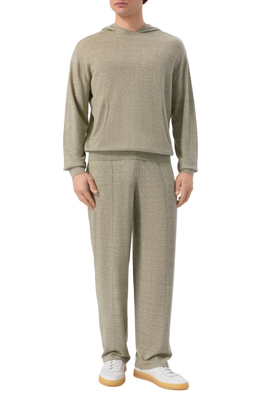 Брюки из шерсти и льна 12 STOREEZ 137225 Зелёный  137225 Фото 2