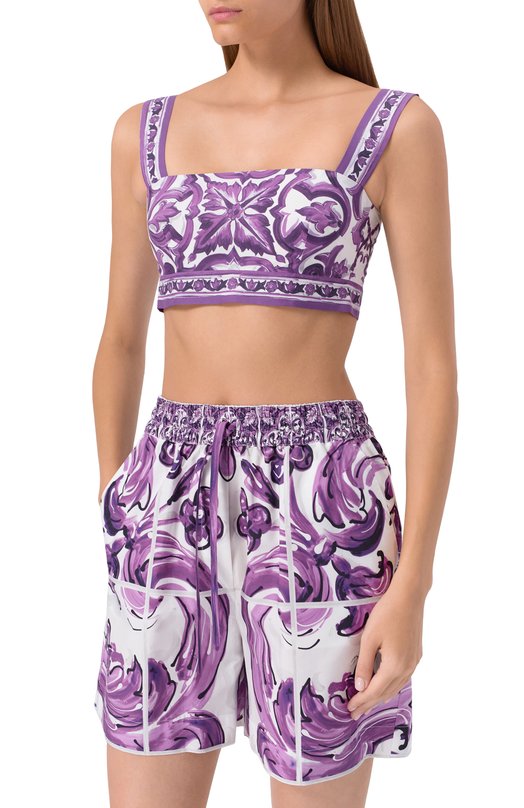 Хлопковый топ Dolce & Gabbana F7U70T/HH5EN Фиолетовый  F7U70T/HH5EN Фото 3