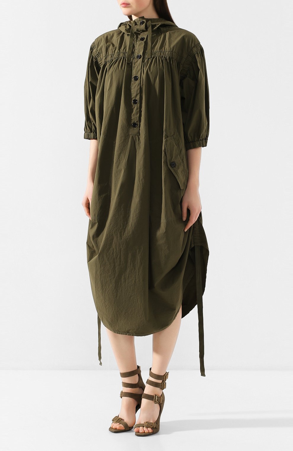 Хлопковое платье DRIES VAN NOTEN хаки цвета по цене 58300 руб., арт. 201-31082-9030, фото 3 Хлопковое платье DRIES VAN NOTEN, арт. 201-31082-9030, фото 3