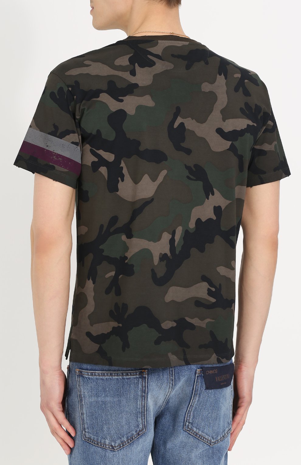 Хлопковая футболка с камуфляжным принтом VALENTINO, арт. MV0MG07U/46U, фото 4