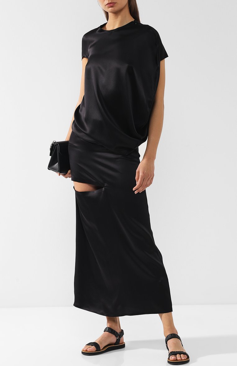 Однотонный шелковый топ с круглым вырезом JW ANDERSON, арт. TP92WS18 311/999, фото 1