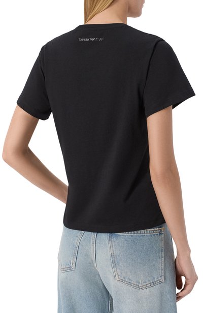 Хлопковая футболка EMPORIO ARMANI черного цвета по цене 21700 руб., арт. EW004969/AF25885, фото 4 Хлопковая футболка EMPORIO ARMANI, арт. EW004969/AF25885, фото 4