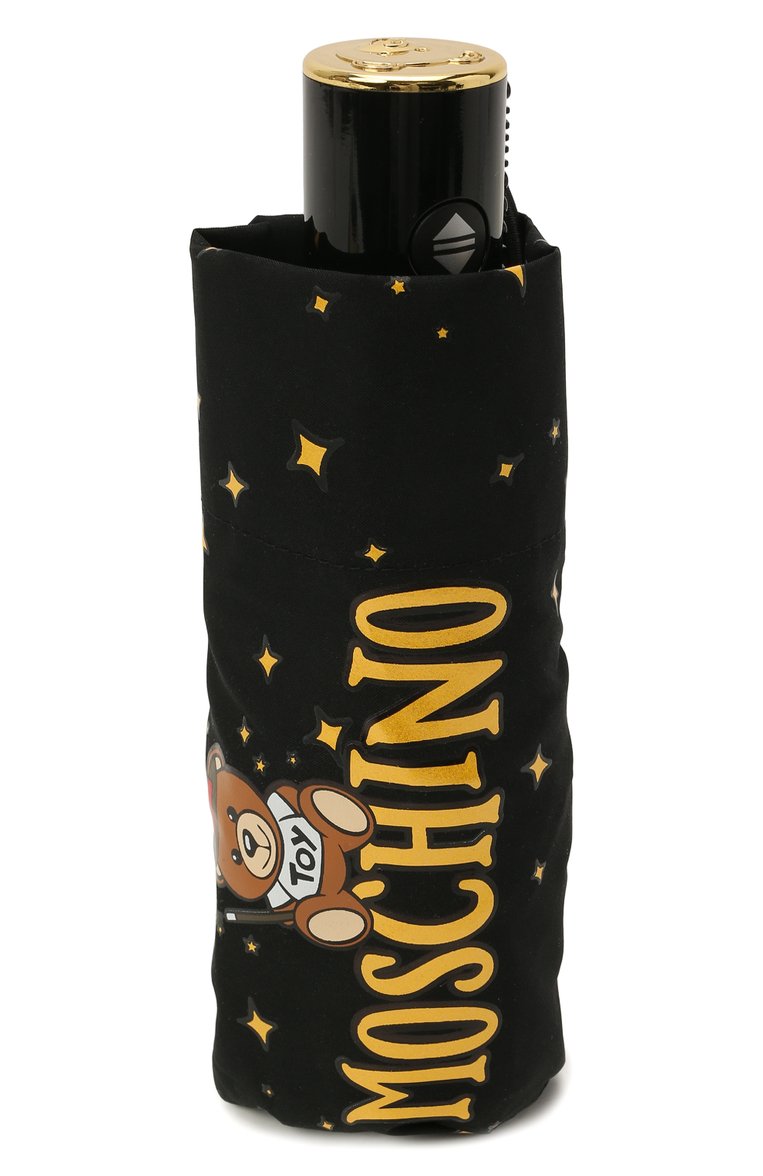 Женский складной зонт MOSCHINO черного цвета, арт. 8323-C0MPACT | Фото 4 (Материал: Металл, Текстиль, Синтетический материал; Региональные ограничения белый список (Axapta Mercury): RU; Нос: Не проставлено; Материал сплава: Проставлено)