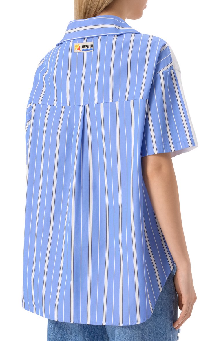 Женская хлопковая футболка MSGM белого цвета, арт. 3841MDM125/257002 | Фото 4 (Длина (для топов): Удлиненные; Материал внешний: Хлопок; Рукава: 3/4; Принт: С принтом; Стили: Кэжуэл)