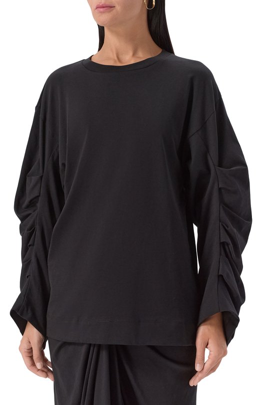 Хлопковый лонгслив Dries Van Noten 011110-2603-900 Чёрный  011110-2603-900 Фото 3