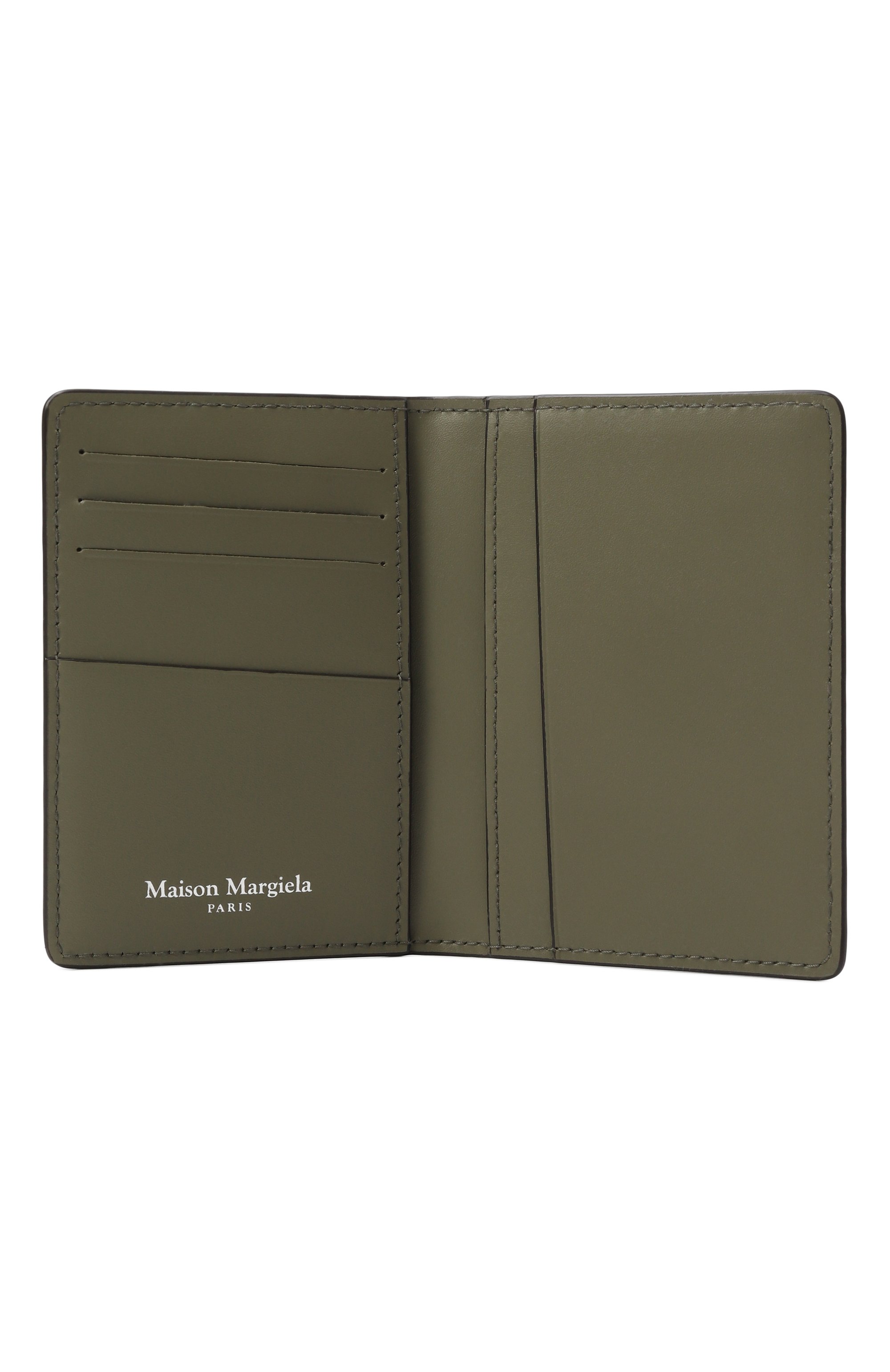Кожаный футляр для кредитных карт MAISON MARGIELA хаки цвета по цене 37450 руб., арт. S55UI0203/P4745, фото 3 Кожаный футляр для кредитных карт MAISON MARGIELA, арт. S55UI0203/P4745, фото 3