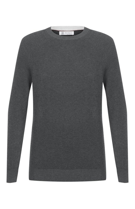 Хлопковый джемпер Brunello Cucinelli M29400100 Серый M29400100