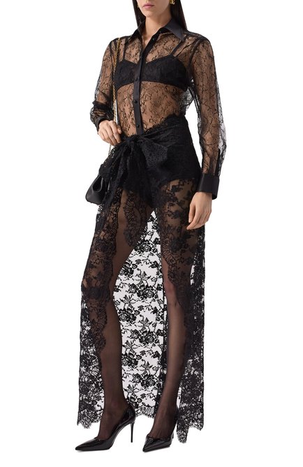 Женская юбка DOLCE & GABBANA черного цвета, арт. F4CZIT/HLM6T | Фото 2 (Драгоценные камни: Проставлено; Материал внешний: Хлопок, Синтетический материал; Длина Ж (юбки, платья, шорты): Макси; Материал сплава: Проставлено)