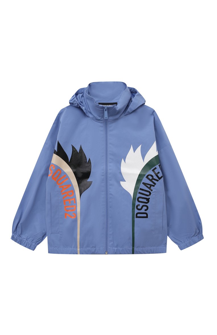 Детского хлопковая ветровка DSQUARED2 голубого цвета, арт. DQ2175/D0A74 | Фото 1 (Материал внешний: Хлопок; Рукава: Длинные; Кросс-КТ: Демисезон, Ветровки; Автоматизация ТО: Проставлено; Автоматизация состава: Проставлено; Ростовка одежда: 4 года | 104 см, 16 лет | 164 см, 13 - 15 лет | 158 см, 10 - 11 лет | 140 - 146см, 6 лет | 116 см, 8 лет | 128 см)