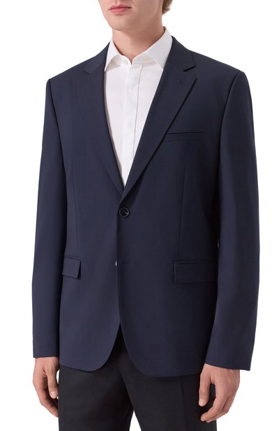 Шерстяной пиджак HUGO темно-синего цвета по цене 49950 руб., арт. 50546616, фото 4 Шерстяной пиджак HUGO, арт. 50546616, фото 4