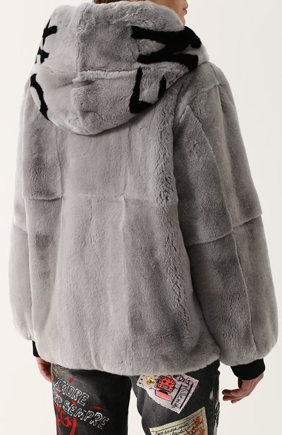 Шуба из меха кролика с капюшоном и логотипом бренда DOLCE & GABBANA, арт. F9B09F/FUPLS, фото 4