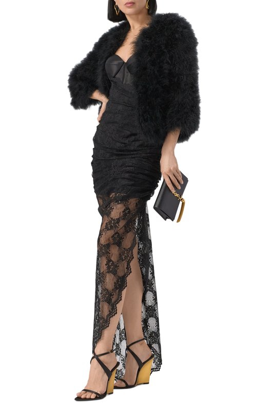 Текстильные босоножки Giqua 110 Saint Laurent 818022/9QNA0 Чёрный  818022/9QNA0 Фото 2