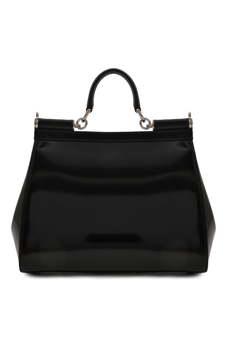 Женская сумка sicily medium DOLCE & GABBANA черного цвета, арт. BB6002/AI413 | Фото 6 (Ремень/цепочка: На ремешке; Размер: medium; Материал сплава: Проставлено; Материал: Натуральная кожа; Драгоценные камни: Проставлено)