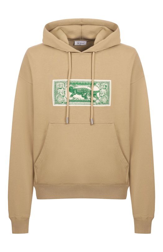 Хлопковое худи Off-White 0MBB085S25FLE00H Бежевый 0MBB085S25FLE00H