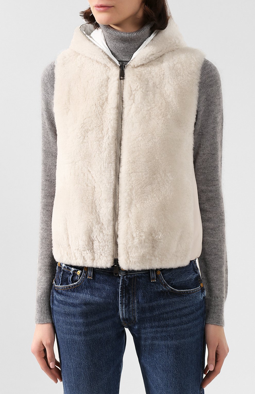 Двусторонний жилет с мехом козлика BRUNELLO CUCINELLI, арт. MPMWE3080, фото 3