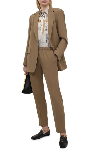 Брюки из шерсти и вискозы DRIES VAN NOTEN хаки цвета по цене 53950 руб., арт. 211-10909-2301, фото 2 Брюки из шерсти и вискозы DRIES VAN NOTEN, арт. 211-10909-2301, фото 2