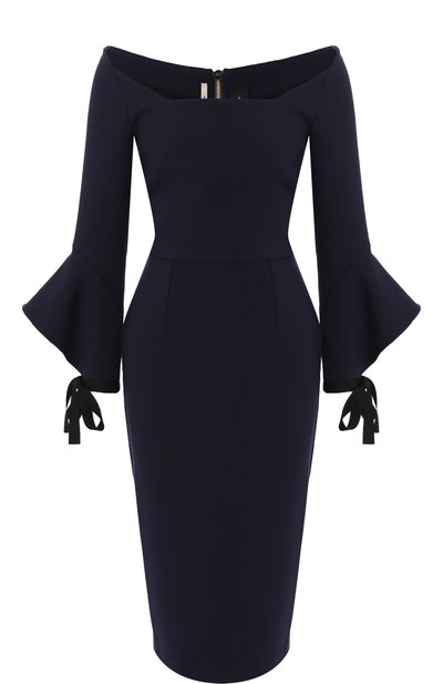 Женское приталенное платье-миди с расклешенными рукавами ROLAND MOURET, арт. PW18/S0349/F2196