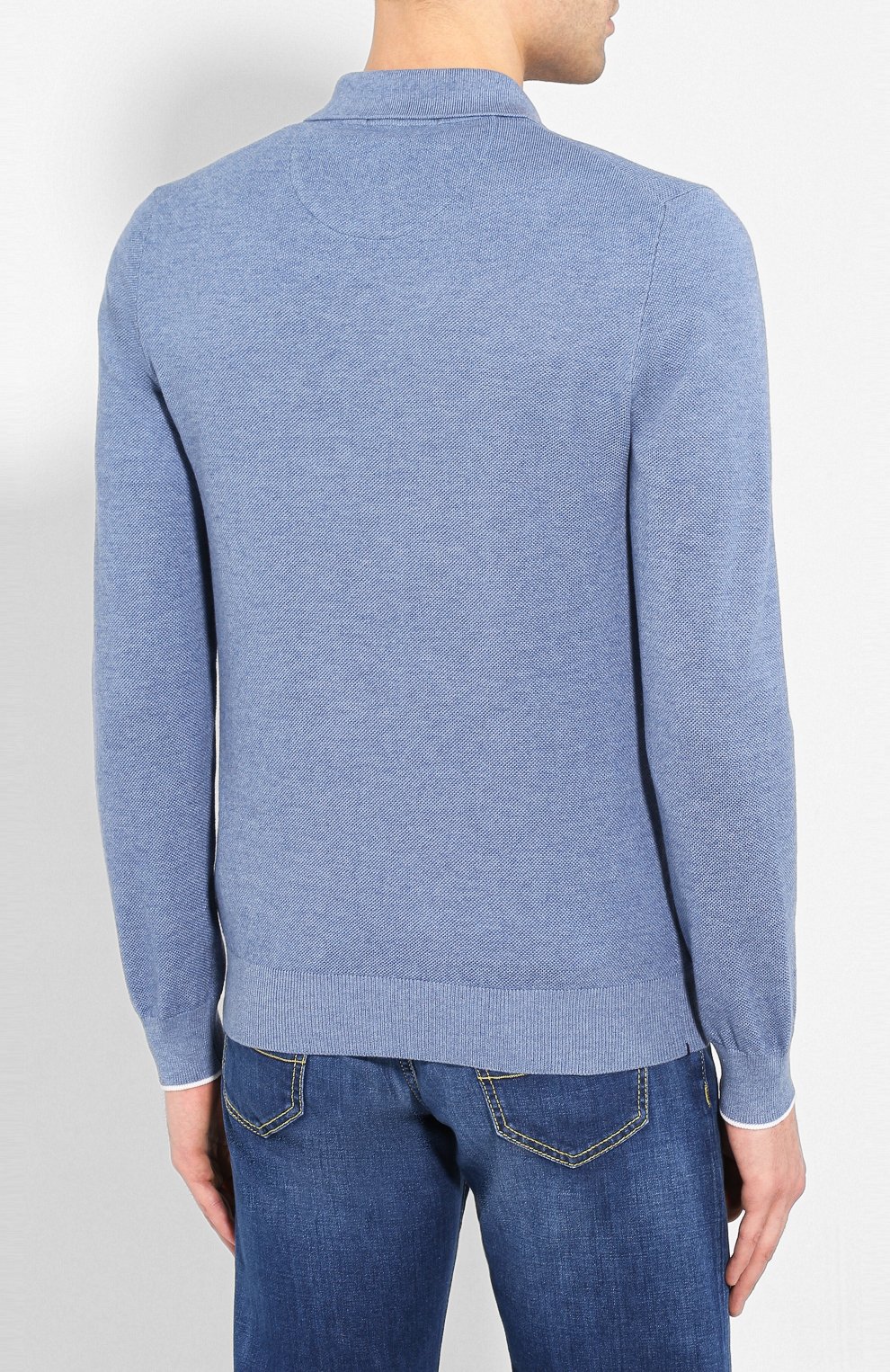 Поло из смеси хлопка и шелка FIORONI голубого цвета по цене 69550 руб., арт. MKL20600C1, фото 4 Поло из смеси хлопка и шелка FIORONI, арт. MKL20600C1, фото 4