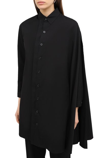 Хлопковая рубашка YOHJI YAMAMOTO черного цвета по цене 104500 руб., арт. NR-B04-001, фото 3 Хлопковая рубашка YOHJI YAMAMOTO, арт. NR-B04-001, фото 3