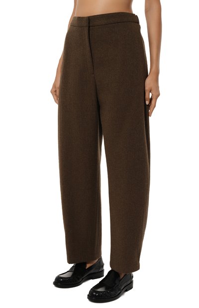Шерстяные брюки JIL SANDER коричневого цвета по цене 112000 руб., арт. J40KA0232/J40182, фото 3 Шерстяные брюки JIL SANDER, арт. J40KA0232/J40182, фото 3
