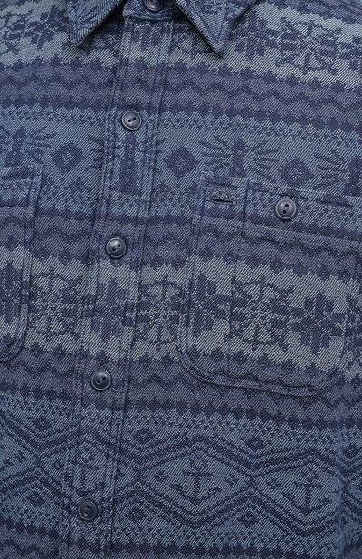 Хлопковая рубашка RRL синего цвета по цене 32400 руб., арт. 782799927, фото 5 Хлопковая рубашка RRL, арт. 782799927, фото 5