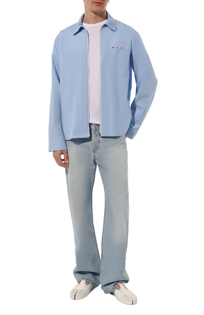 Хлопковая куртка-рубашка MARNI голубого цвета по цене 73600 руб., арт. CUMU0297P0/USCT88, фото 2 Хлопковая куртка-рубашка MARNI, арт. CUMU0297P0/USCT88, фото 2