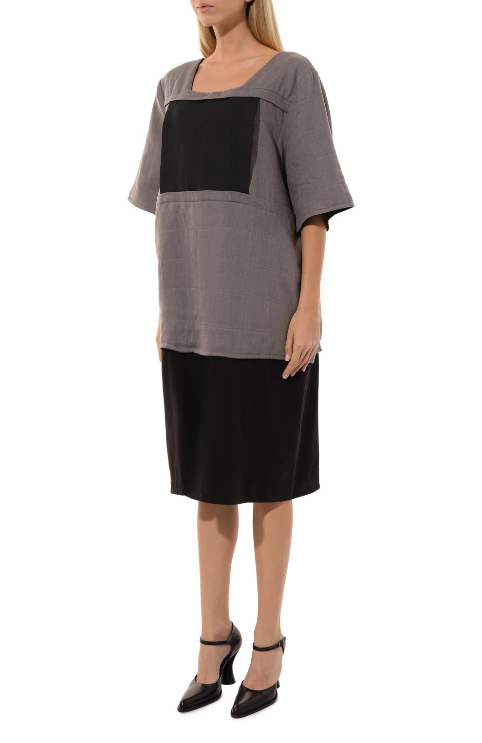 Двустороннее платье из хлопка и льна MIDGARD PARIS разноцветного цвета по цене 60000 руб., арт. F1-DR3-GR, фото 3 Двустороннее платье из хлопка и льна MIDGARD PARIS, арт. F1-DR3-GR, фото 3