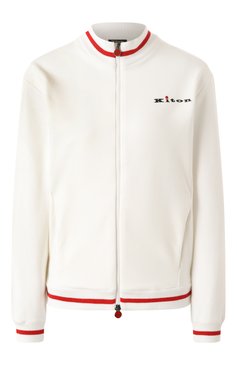 Женский хлопковая толстовка KITON молочного цвета, арт. D59448H0805201 | Фото 1 (Драгоценные камни: Проставлено; Рукава: Длинные; Материал сплава: Проставлено; Длина (для топов): Стандартные; Стили: Спорт-шик; Женское Кросс-КТ: Кардиган-одежд�а; Материал внешний: Хлопок)