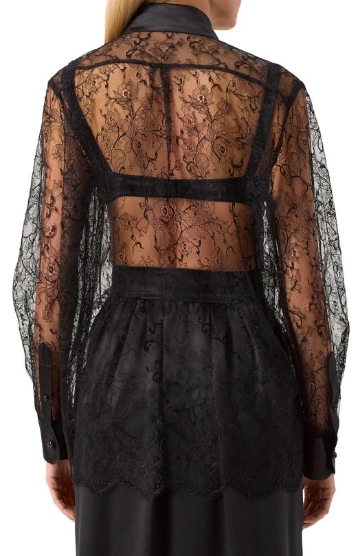 Блузка из вискозы и шелка Dolce & Gabbana F5R86T/HLM90 Чёрный  F5R86T/HLM90 Фото 4