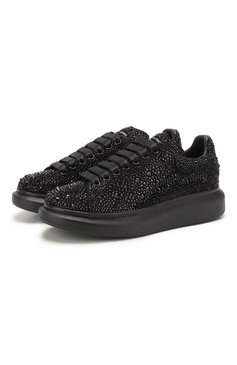 Женские кожаные кеды ALEXANDER MCQUEEN черного цвета, арт. 611697/WHV69 | Фото 1 (Подошва: Платформа; Материал внутренний: Натуральная кожа; Материал сплава: Проставлено; Материал утеплителя: Без утеплителя; Драгоценные камни: Проставлено; Стили: Кэжуэл; Длина стельки: 24,6, 25,3, 25,9, 26,9)