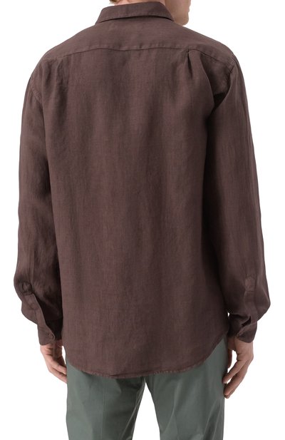 Льняная рубашка INLINUM темно-коричневого цвета по цене 26350 руб., арт. VALENTIN0_21, фото 4 Льняная рубашка INLINUM, арт. VALENTIN0_21, фото 4