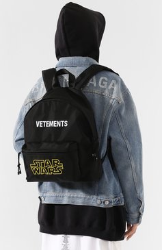 Женский рюкзак star wars x vetements VETEMENTS черного цвета, арт. USW21BA039 1301/W | Фото 2 (Размер: large; Материал: Текстиль; Драгоценные камни: Проставлено; Материал сплава: Проставлено; Стили: Кэжуэл)