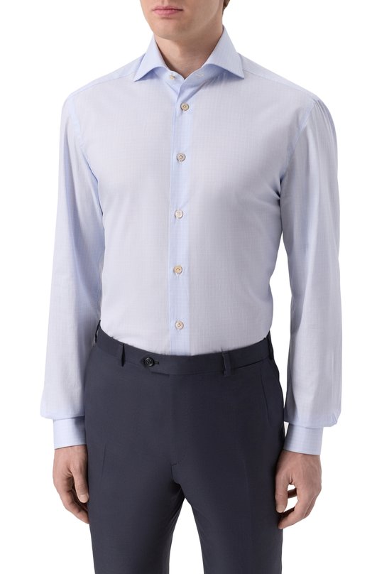 Хлопковая сорочка Kiton UCIH0929505 Голубой  UCIH0929505 Фото 3